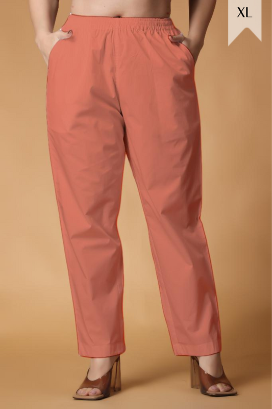 Dark Peach Cotton Kurti Pant