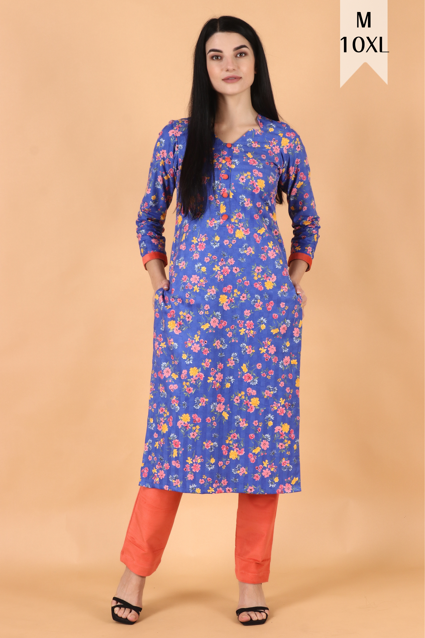 Blue Corduroy Kurta Set