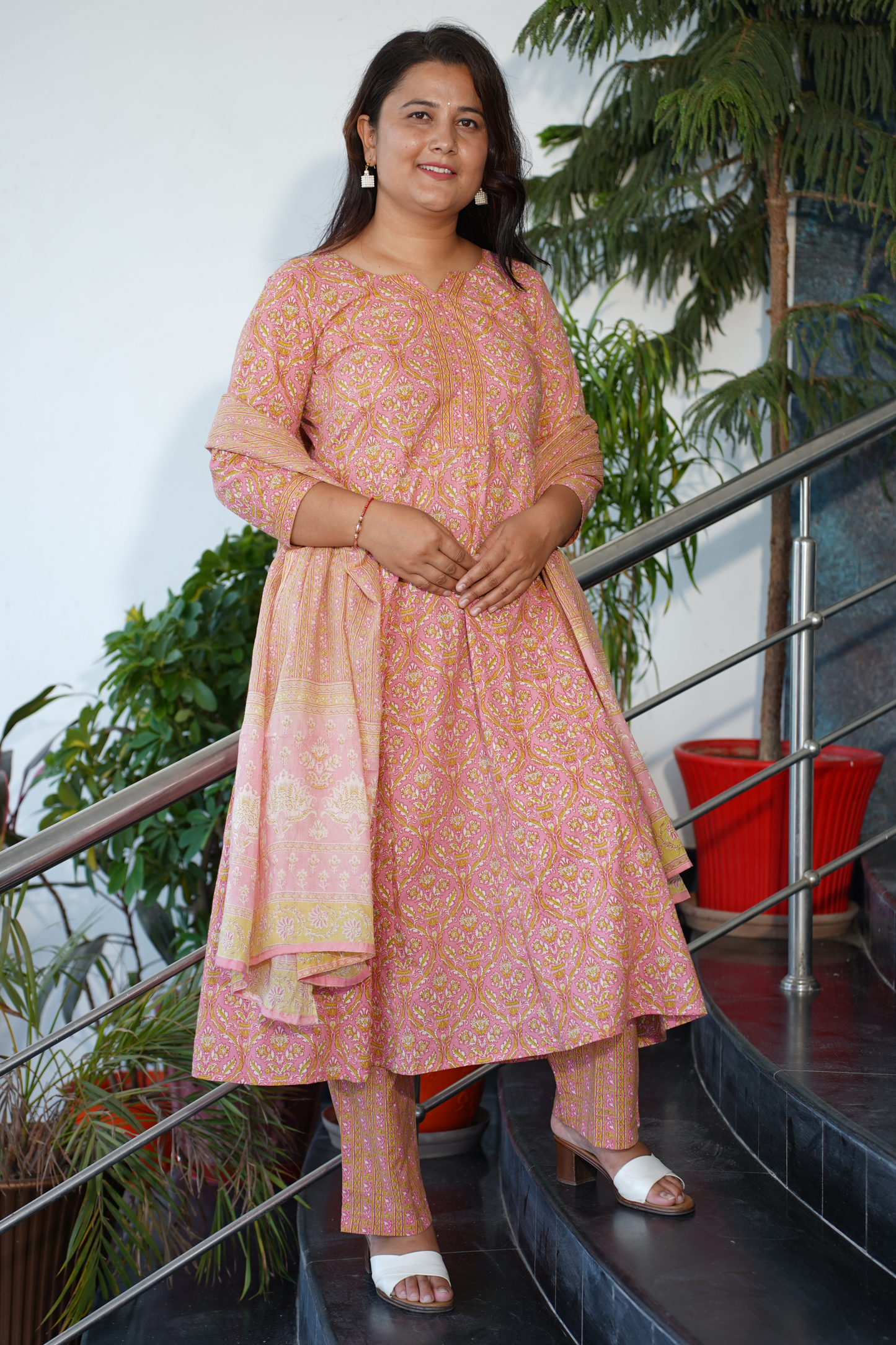 Peachy Bagh Cotton Anarkali Set