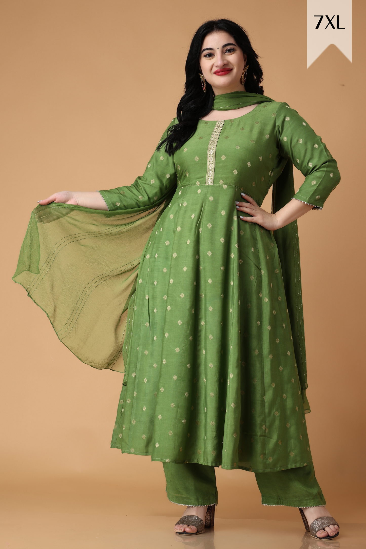 Greeny Melody Silk Anarkali Suit