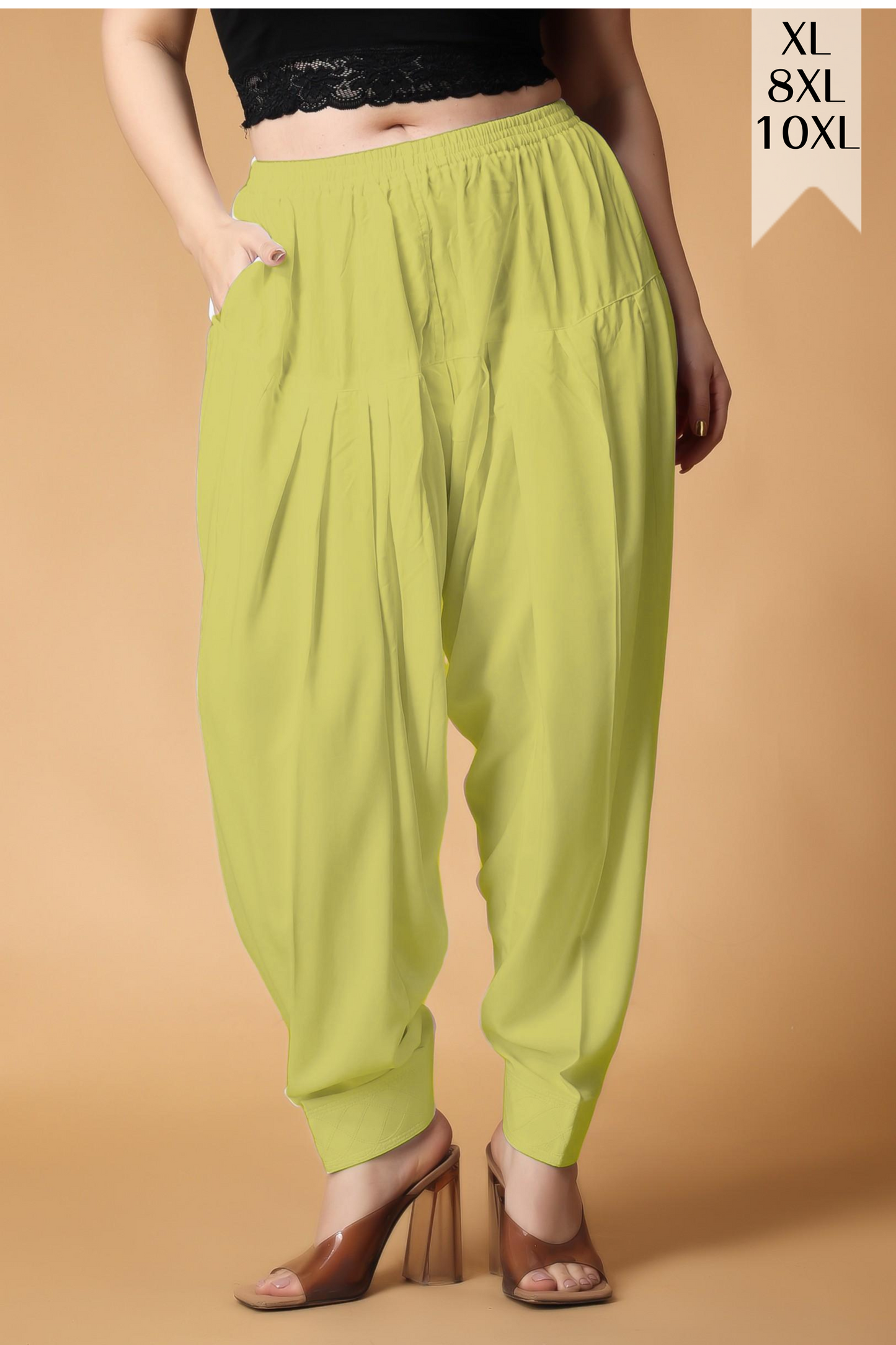 Lemon Pleated Cotton Salwar