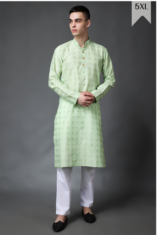 Pista Green Jacquard Kurta