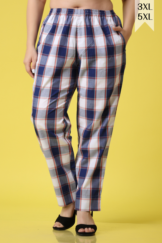 Blue Berry Checked Cotton Palazzo