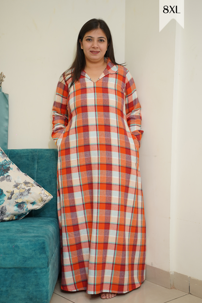 Fiery Flame Woollen Night Gown