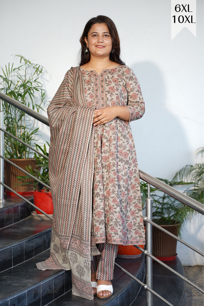 Earthy Bagh Cotton Anarkali Set