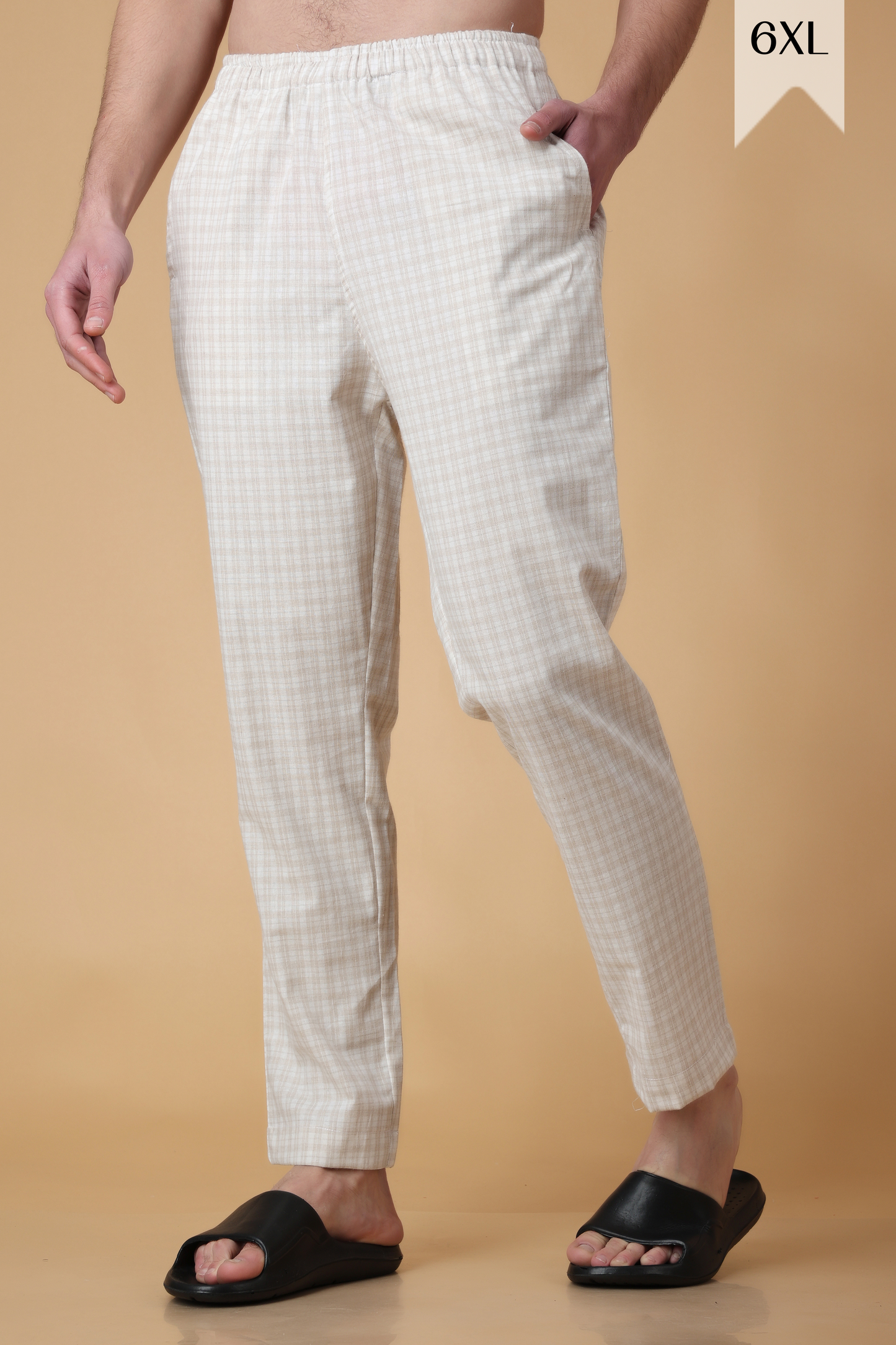 Almond Checked Cotton Pant Pajama