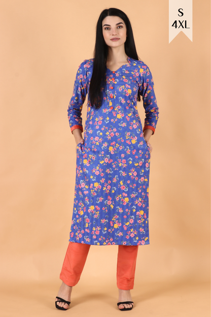 Blue Corduroy Kurta