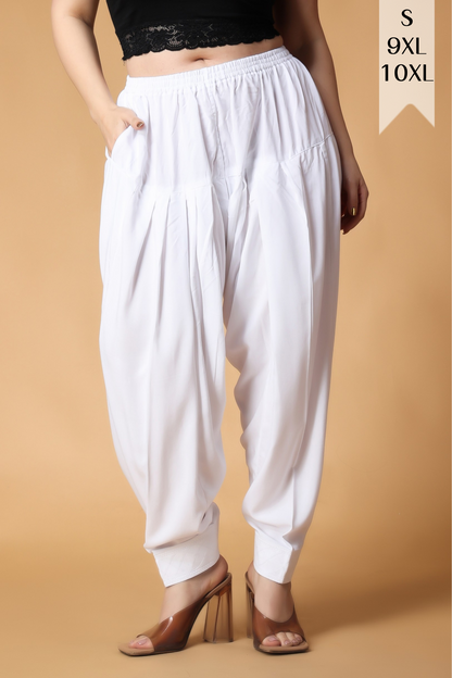 White Rayon Pleated Salwar