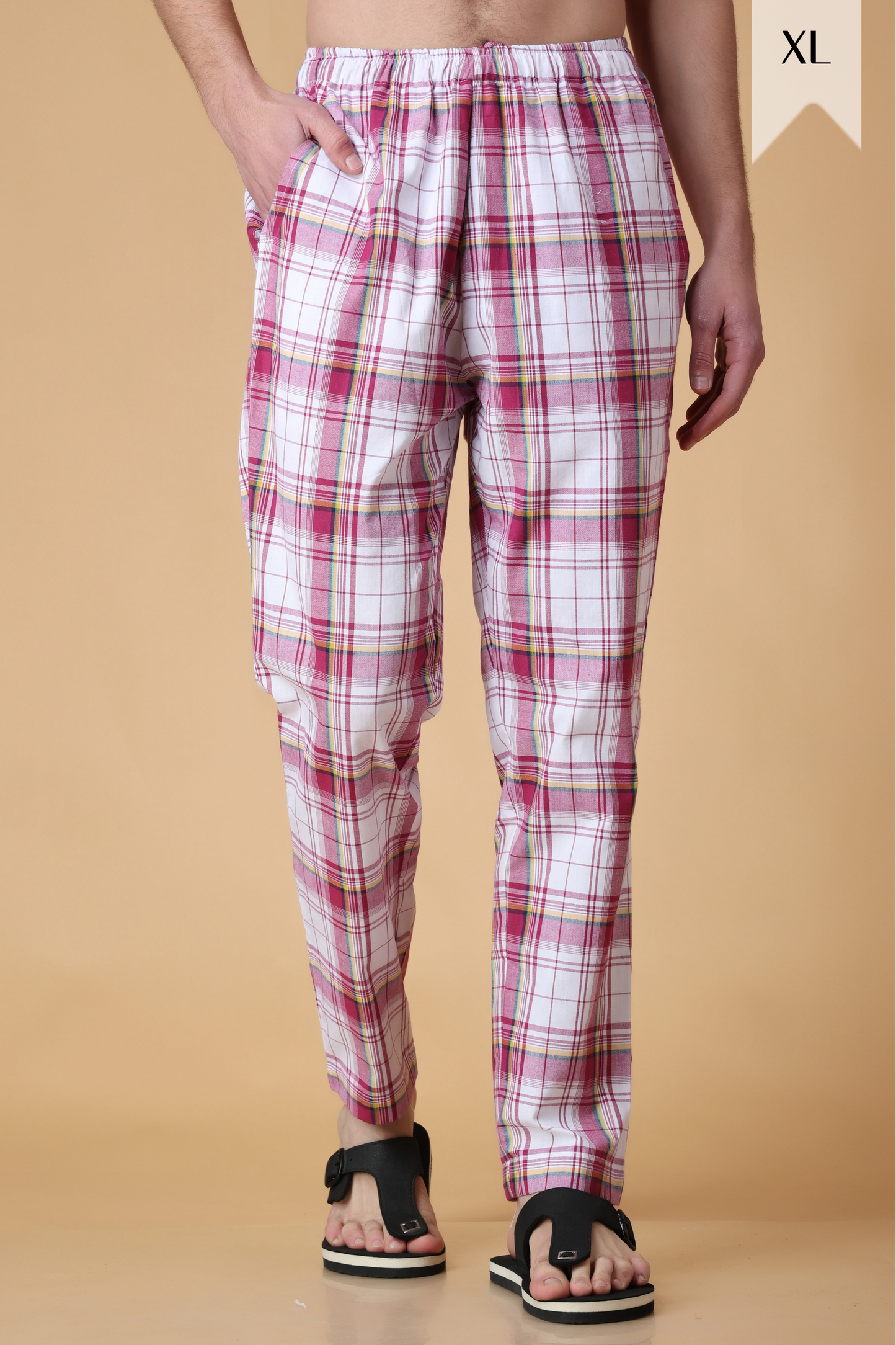 Pink Checked Cotton Pant Pajama