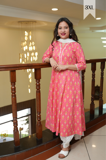 Roseate Charm Cotton Anarkali Set