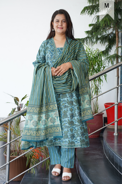 Peacock Blue Bagh Anarkali Set