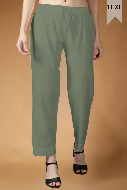 Greyish Green Rayon Kurti Pant