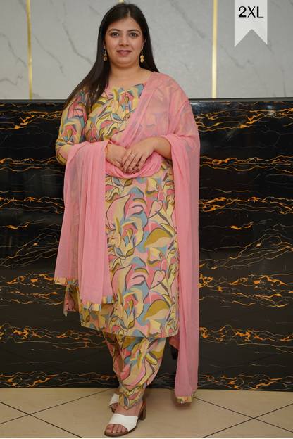 Peachy Sunlit Cotton Salwar Suit