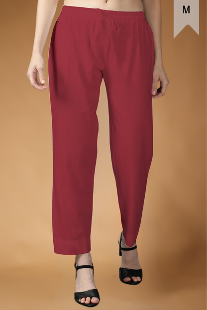 Berry Red Rayon Kurti Pant