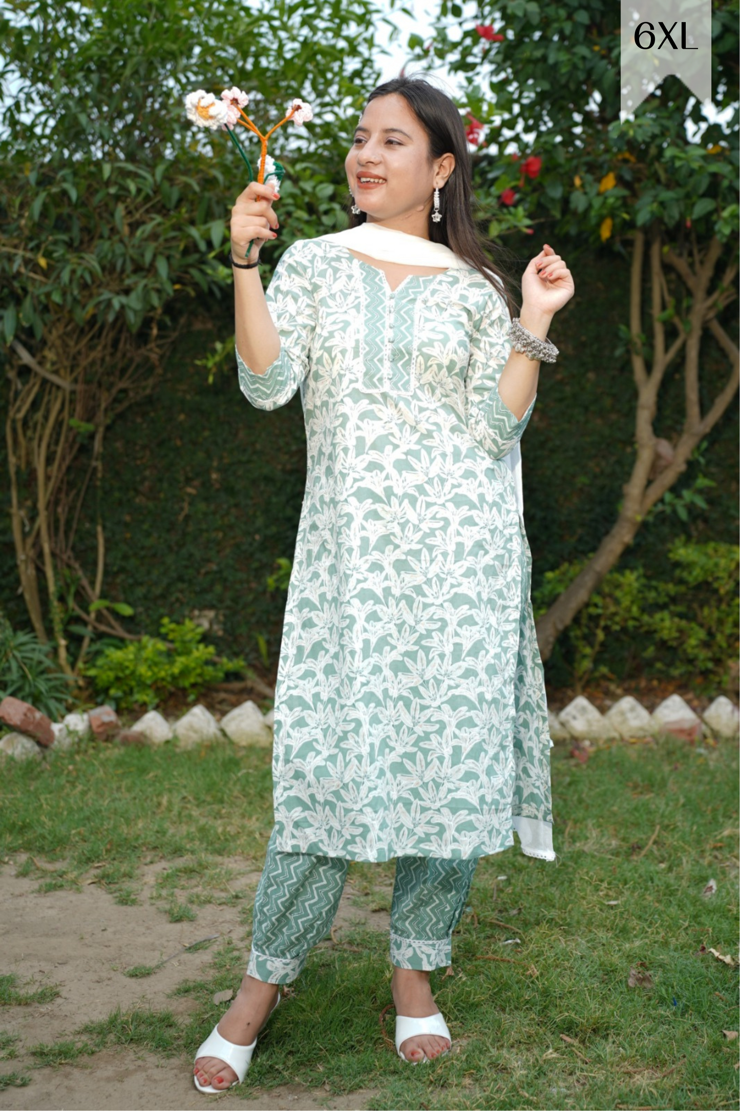 Icy Mint Bagh Print Suit Set