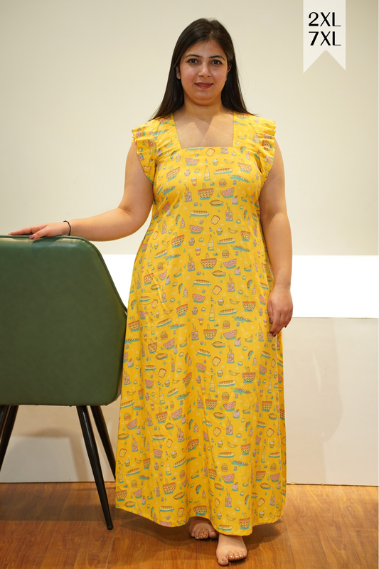 Sunny Yellow Rayon Night Gown