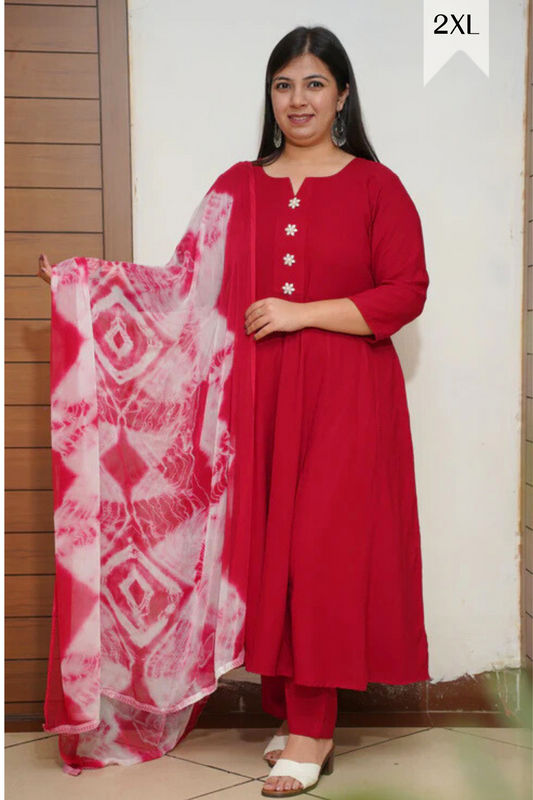 Maroon Rayon Anarkali Set