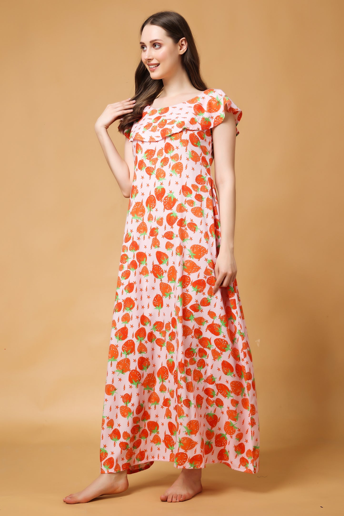 Peachy Berry Rayon Night Gown