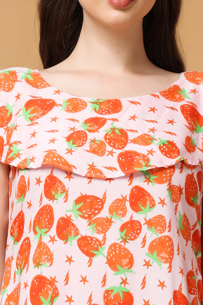 Peachy Berry Rayon Night Gown