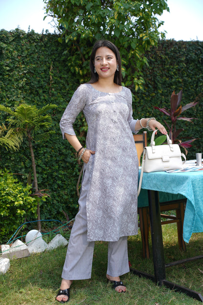 Grey Kurta Set