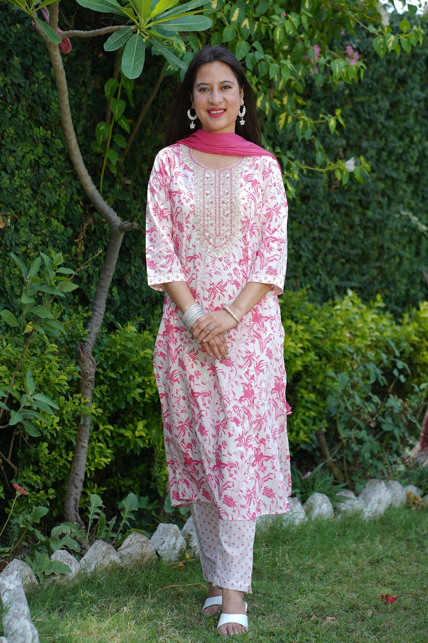 Pink Glimmer Cotton Suit Set