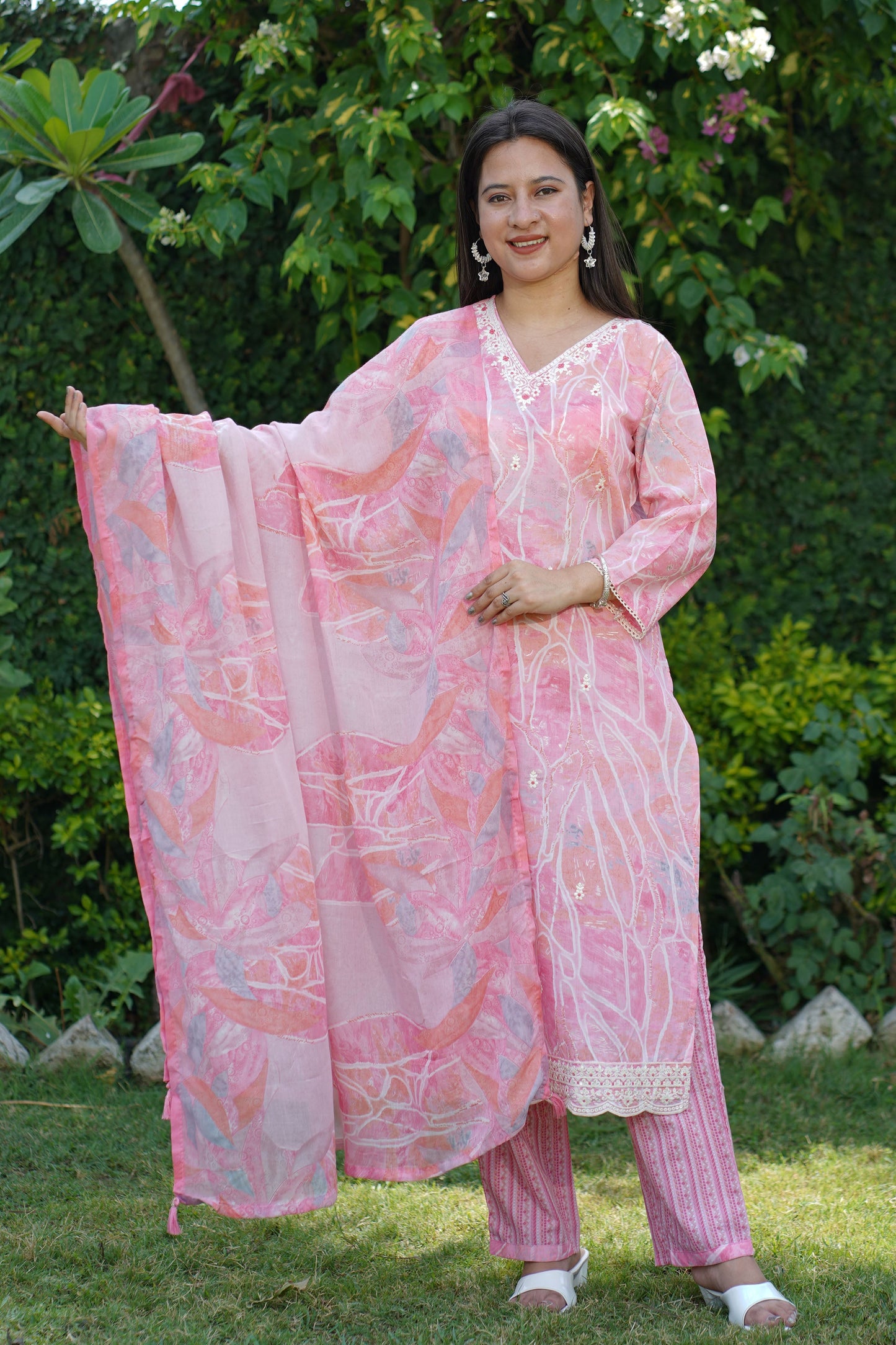 Pink Tickle Mul Cotton Suit Set