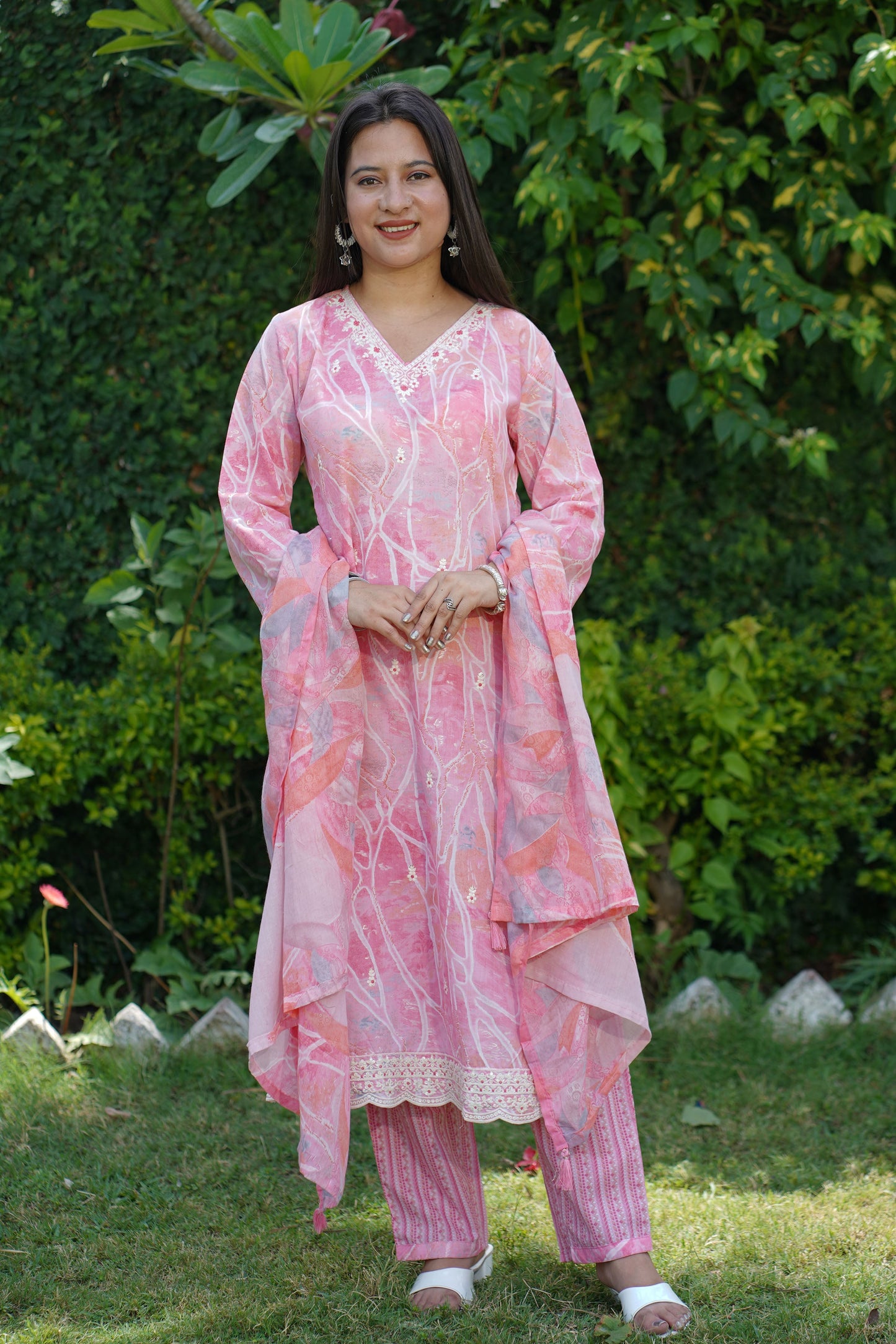 Pink Tickle Mul Cotton Suit Set