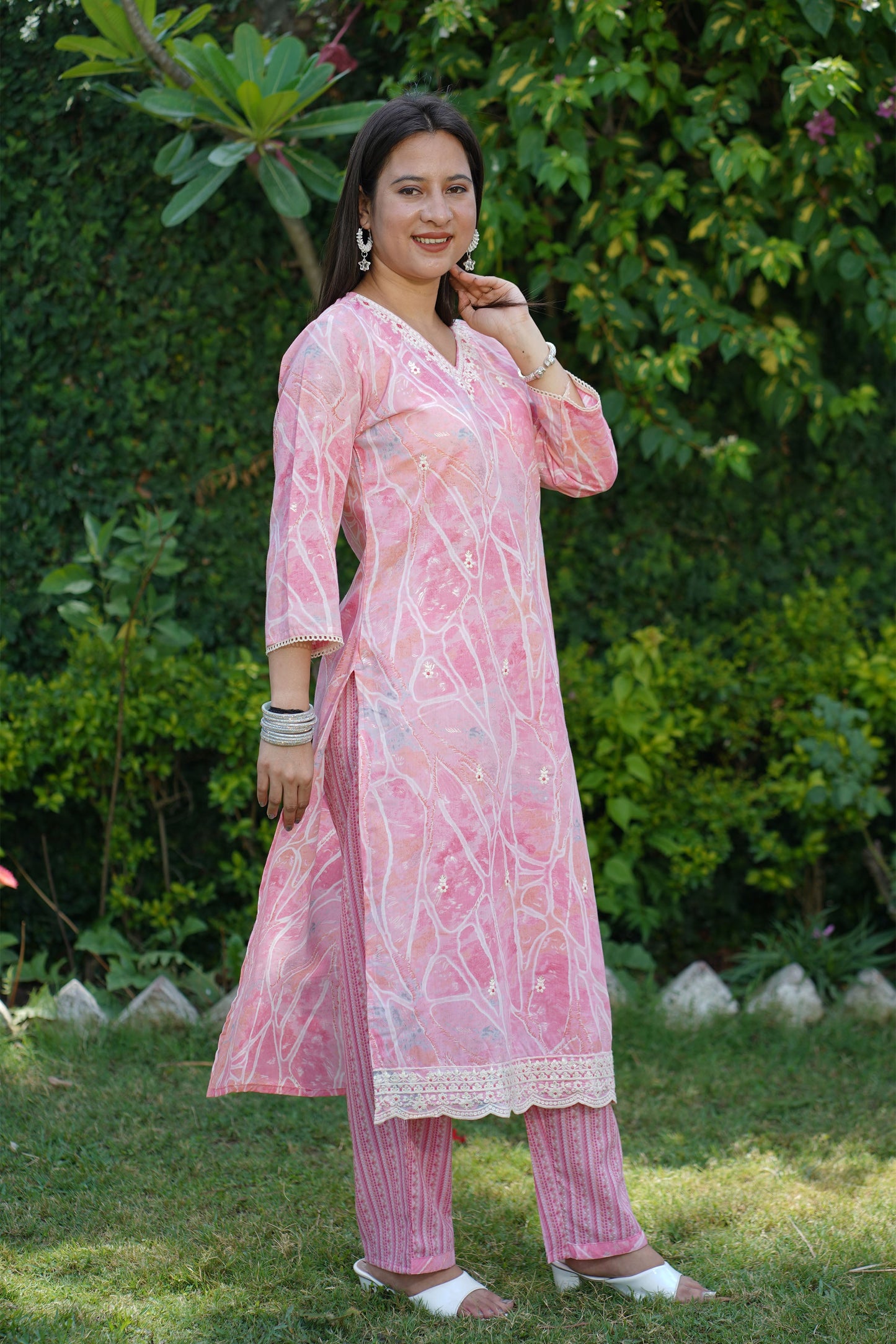 Pink Tickle Mul Cotton Suit Set