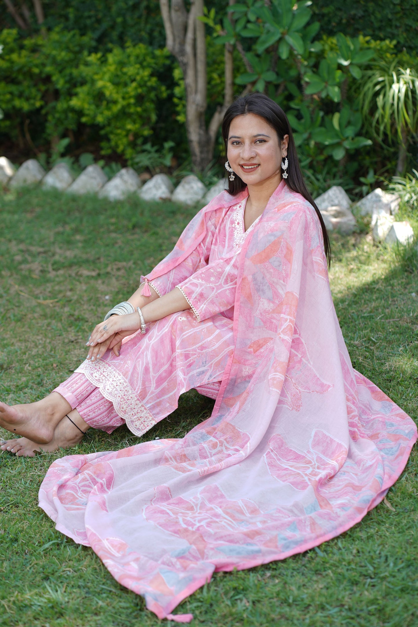 Pink Tickle Mul Cotton Suit Set