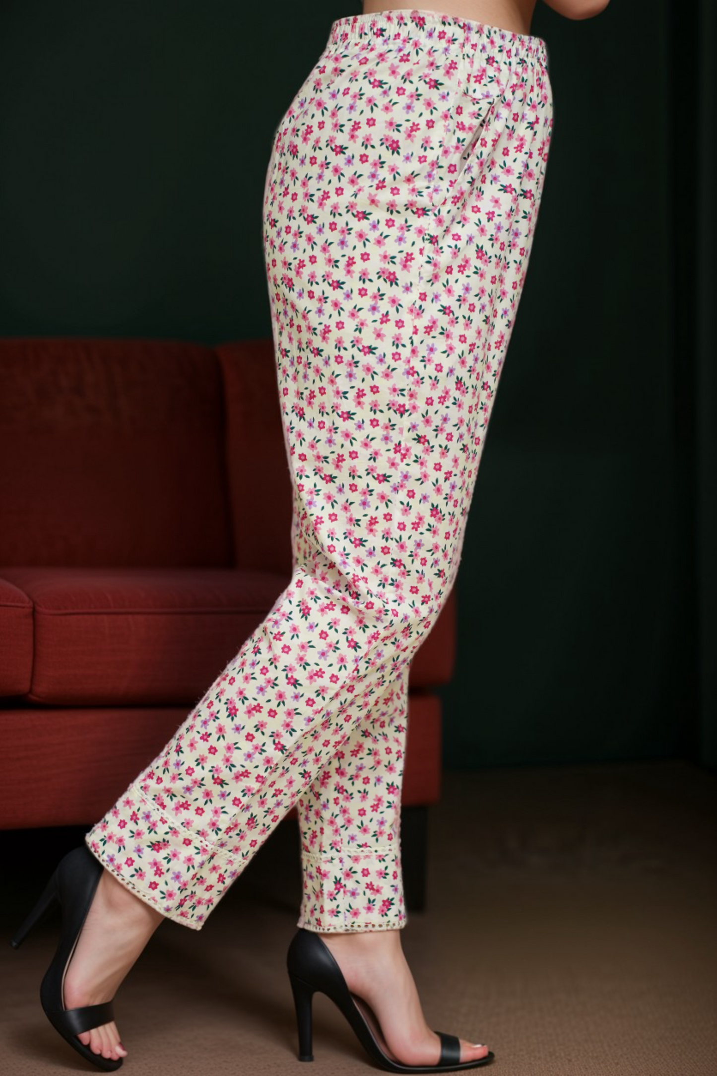 Pink Bloomy Cotton Pants