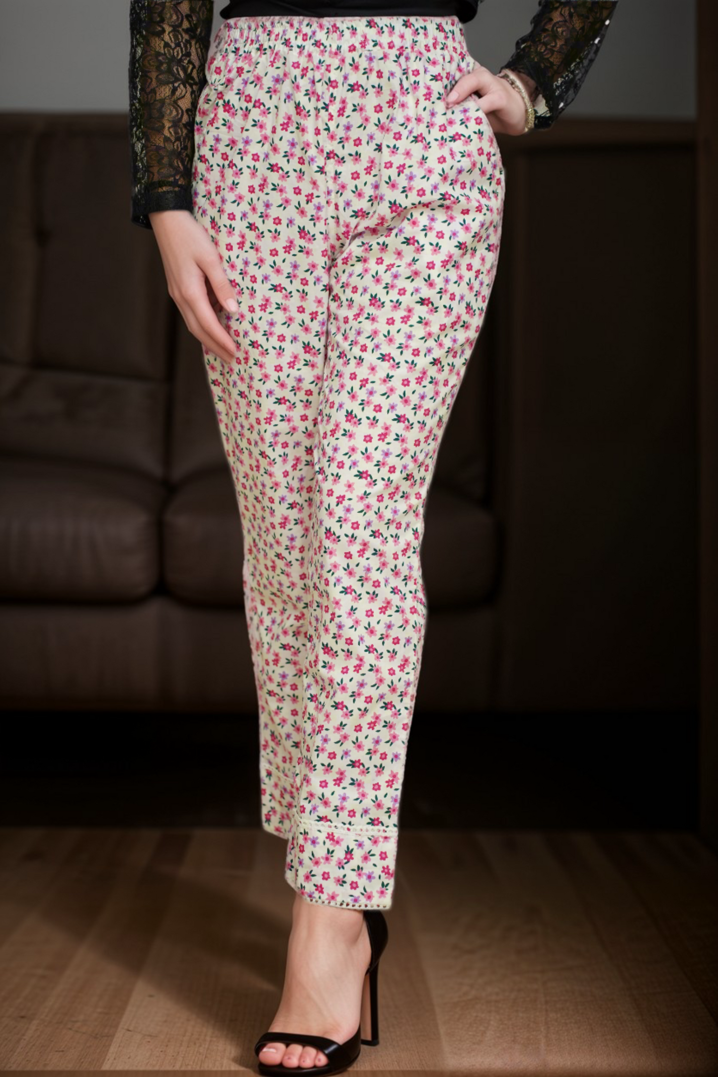 Pink Bloomy Cotton Pants