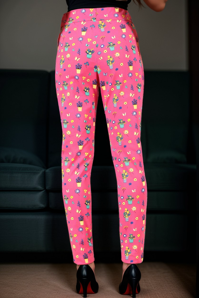 Pink Printed Lycra Pant