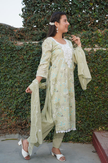 Pista Floral Mul Cotton Suit Set