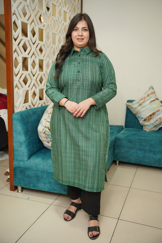 Emerald Green Woollen Kurta Set