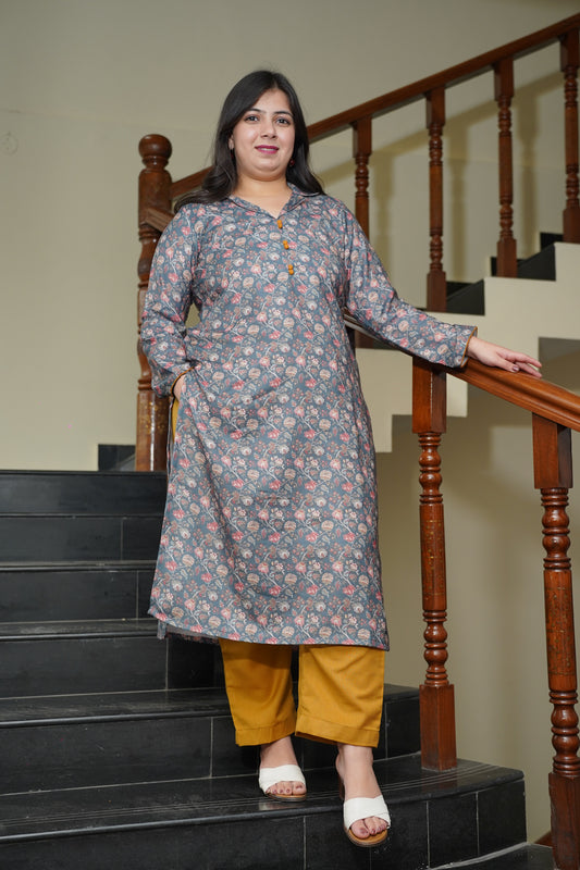 Grey Meadow Woollen Kurta Set