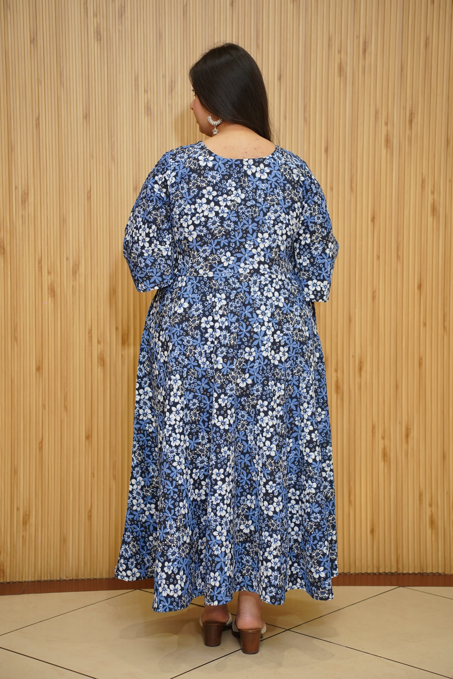 Indigo Blossom Floral Maxi Dress