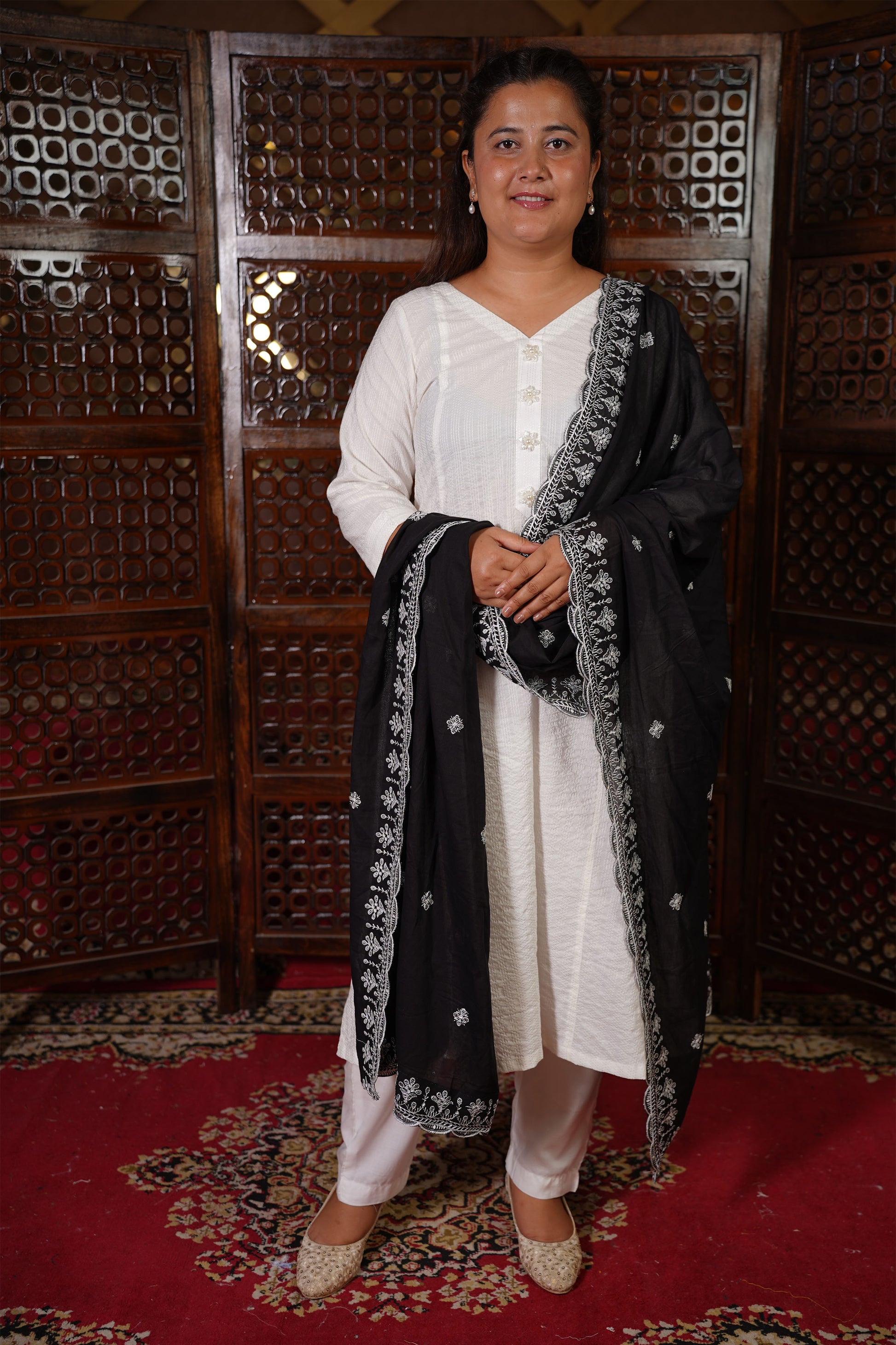 White Anarkali Suit With Dupatta