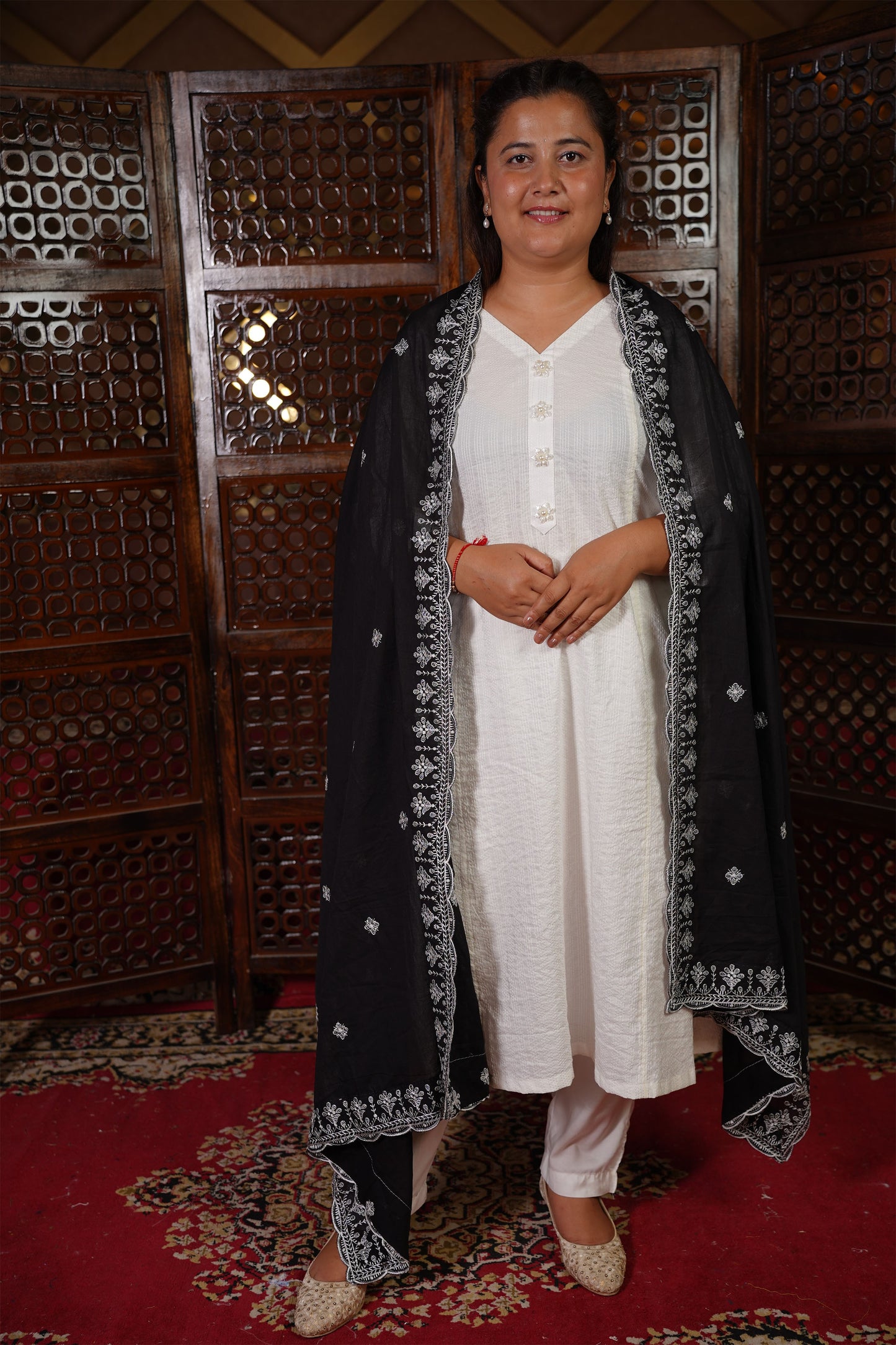 White Anarkali Suit With Dupatta