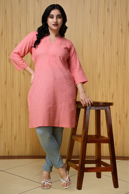 Pink Chikankari Short Kurta