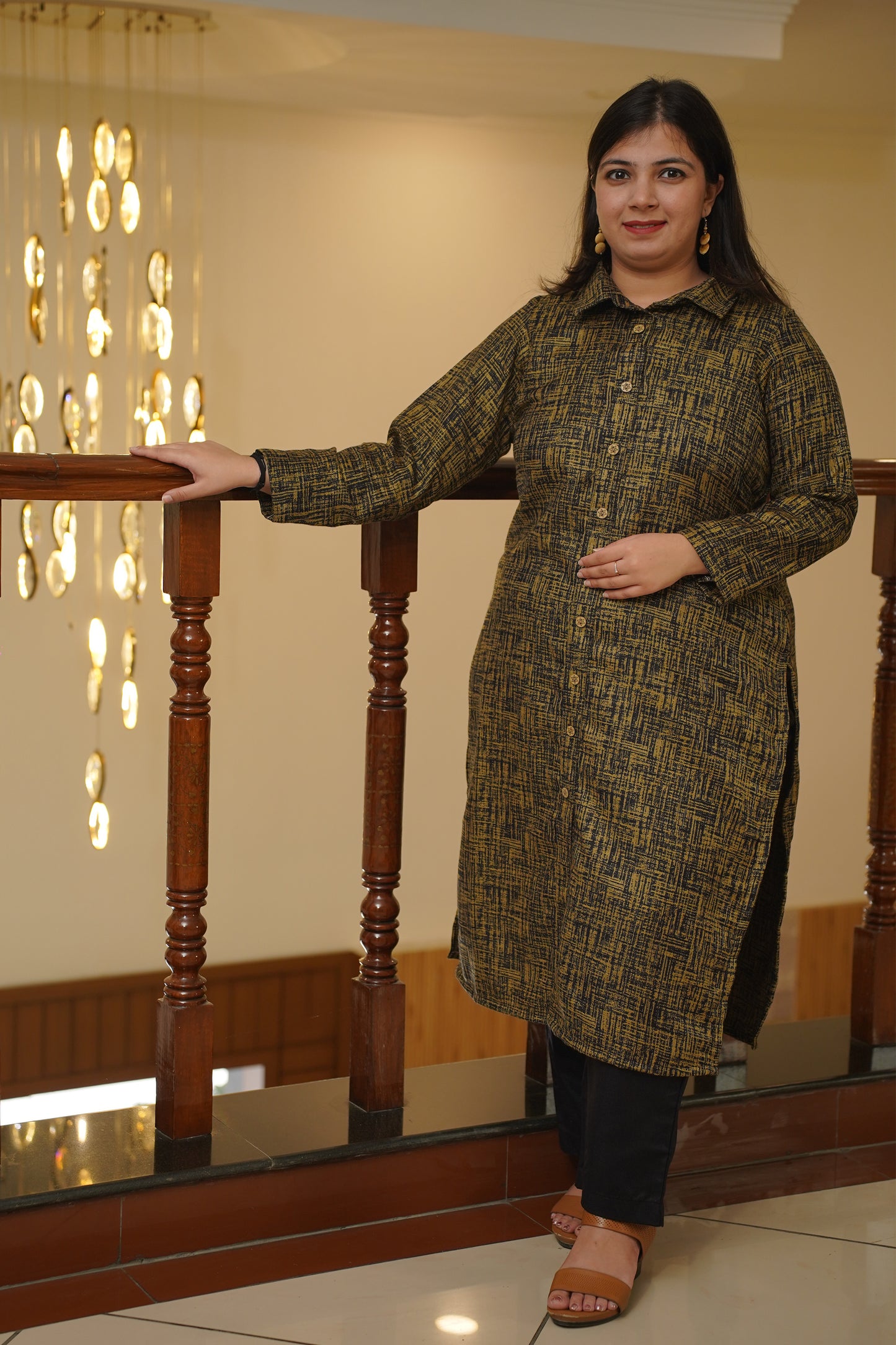 Smoky Beige Woollen Kurta Set