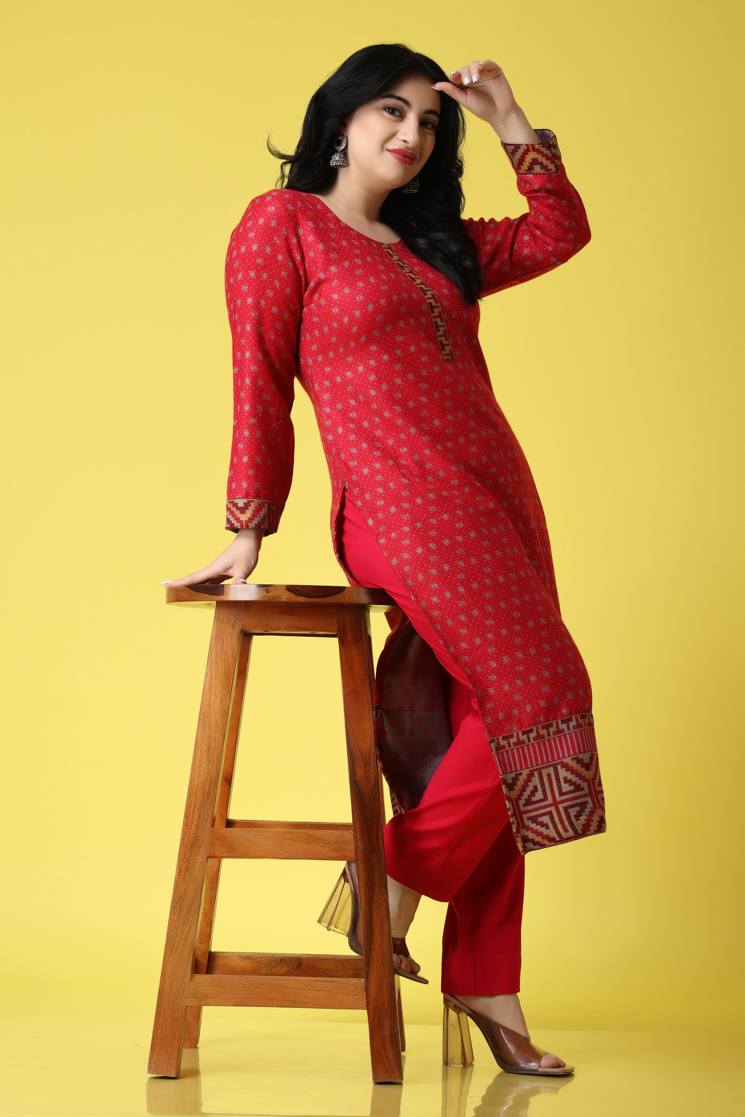 Buy Being Women Black Rayon Long Kurti With Matching Red Legging (Combo of  2) at Amazon.in