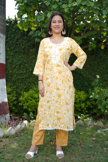 Sunny Yellow Cotton Suit Set