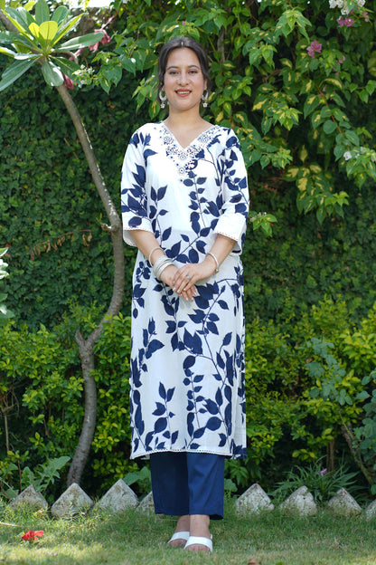 Timeless Indigo Floral Suit Set