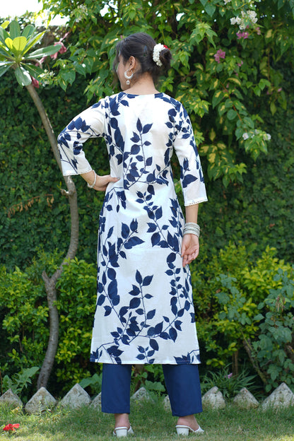 Timeless Indigo Floral Suit Set