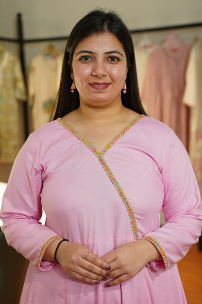 Rosewood Pink Rayon Anarkali Set