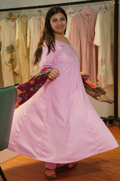 Rosewood Pink Rayon Anarkali Set