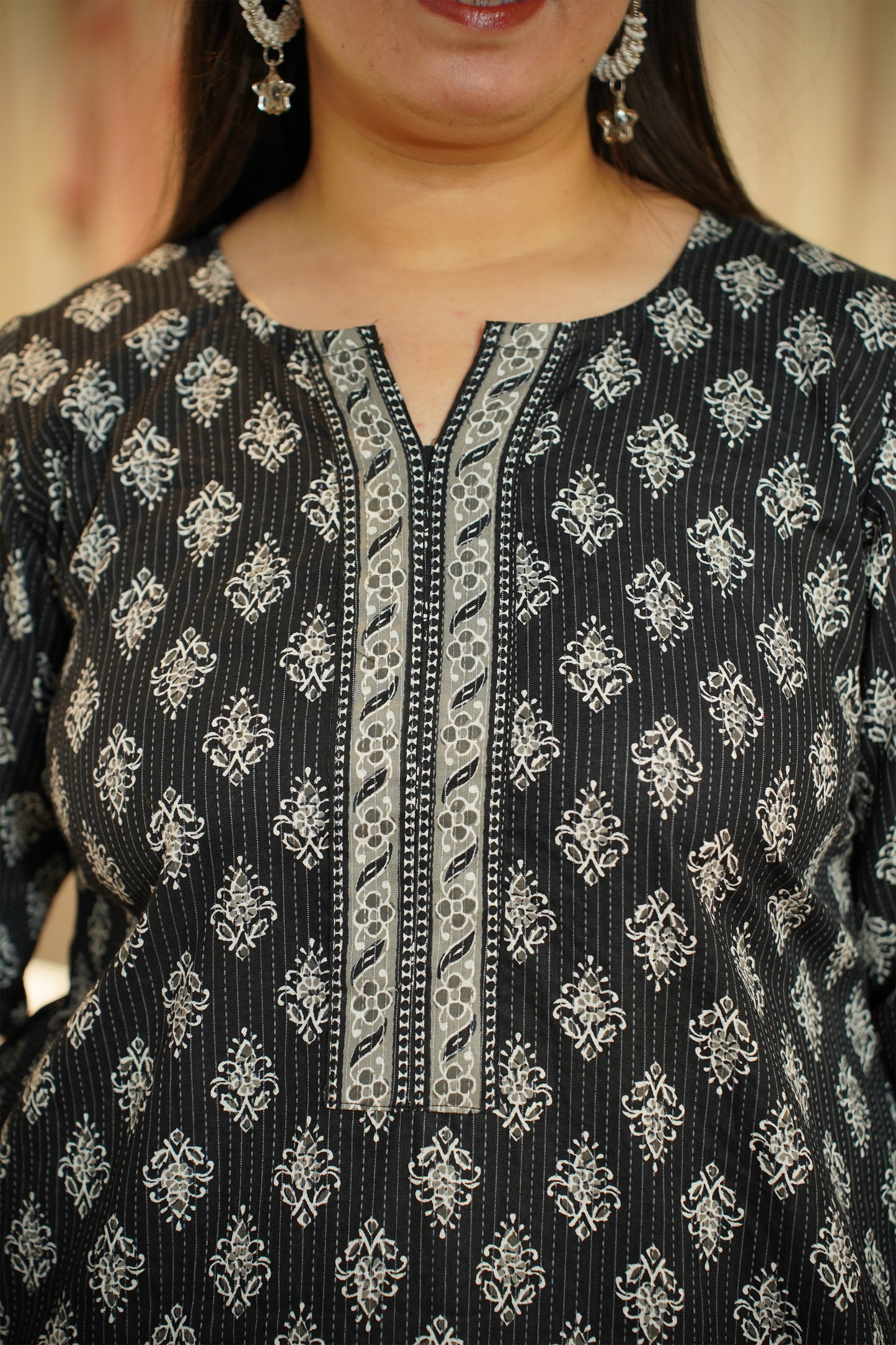 Black Ajrakh Katha Kurta Set