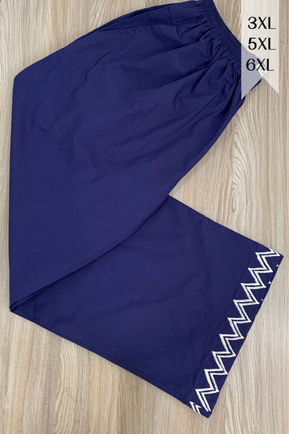 Navy Blue Embellished Cotton Palazzo