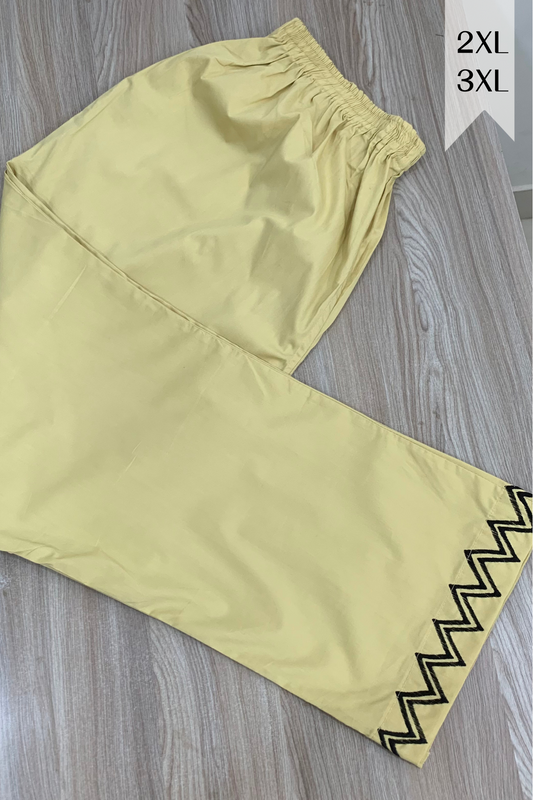 Golden Lemon Embellished Cotton Palazzo