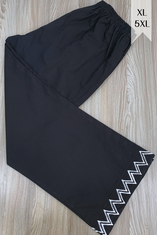 Black Embellished Cotton Palazzo